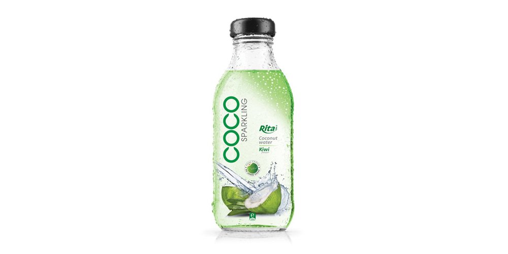 Supplier Sparkling Coconut Water With Kiwi Flavor 350ml Glass Bottle